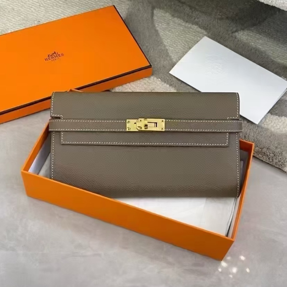 SOLD | Hermes Etoupe Kelly long wallet with belt - Picture 3 of 4
